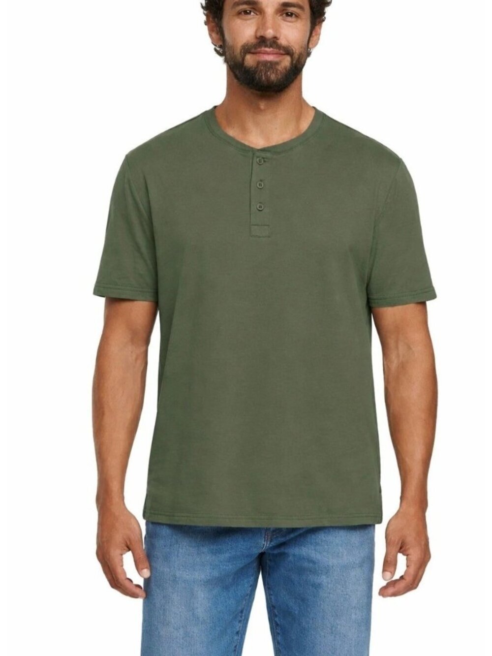 NWT Gap Men's S Green Short Sleeve Henley T-Shirt 100% Cotton